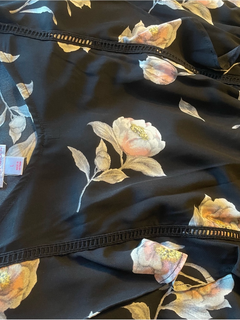 Xhilaration Black Floral Jumpsuit with Ruffle Straps - Picture 15 of 16